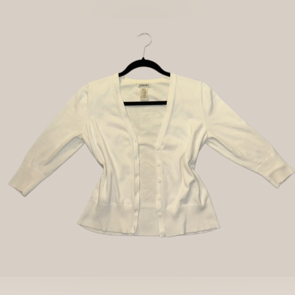 white St Johns Bay cardigan